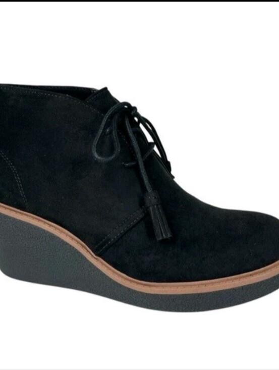 Dr. Scholl's Shoes - Dr. Scholl's Black Suede Lace-Up Wedge Ankle Boots. Size 7 M. New!!!